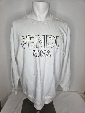 Fendi Mens Sweatshirt White Graphic 'FENDI ROMA